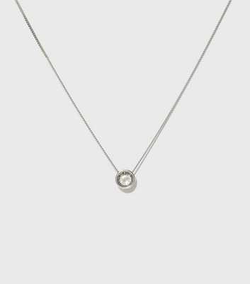 Sterling Silver Diamanté Circle Pendant Necklace