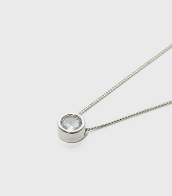 Sterling Silver Diamanté Circle Pendant 