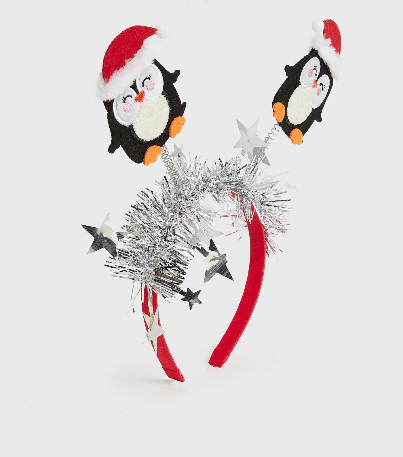 Red Christmas Tinsel Penguin Bopper Headband Image 3