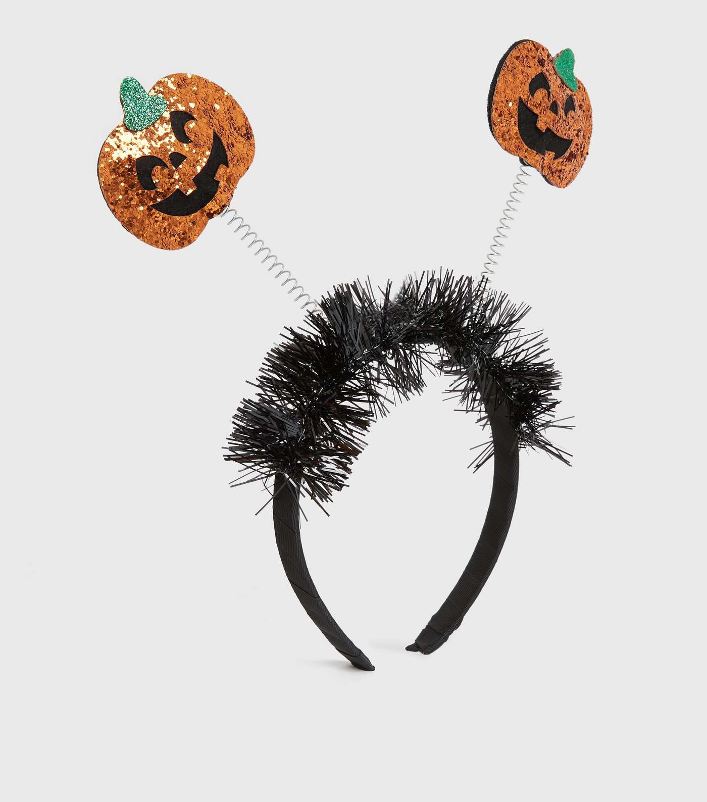 Black Glitter Pumpkin Bopper Headband Image 3