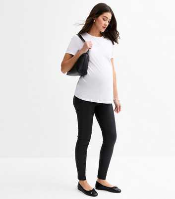 Maternity Black Coated Over Bump Lift & Shape Emilee Jeggings