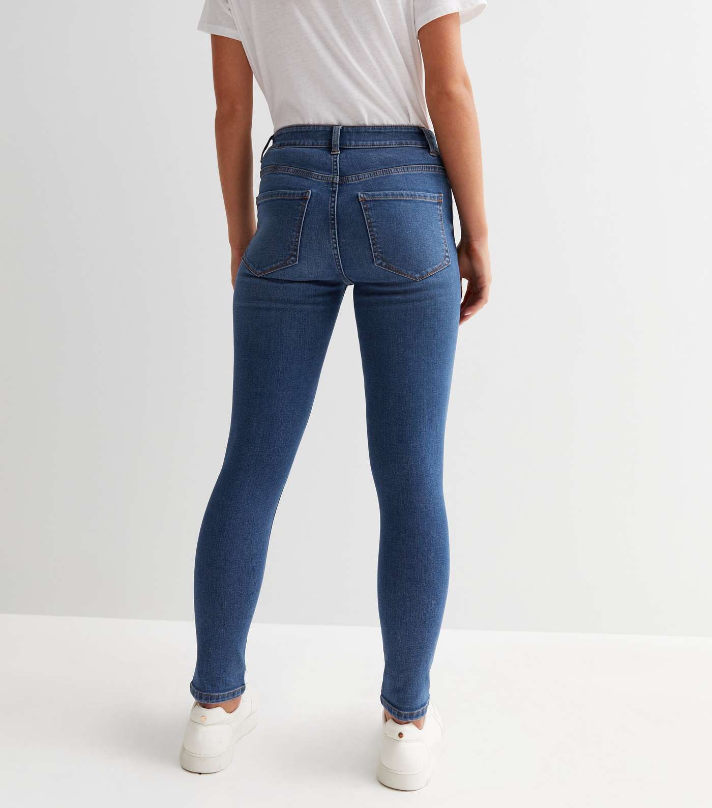 Petite Blue Extreme Ripped High Waist Hallie Super Skinny Jeans Image 4