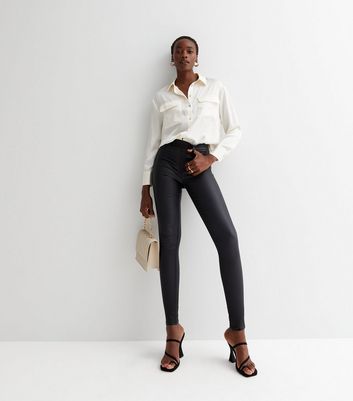 Navy Coated Leather-Look Mid Rise Lift & Shape Emilee Jeggings