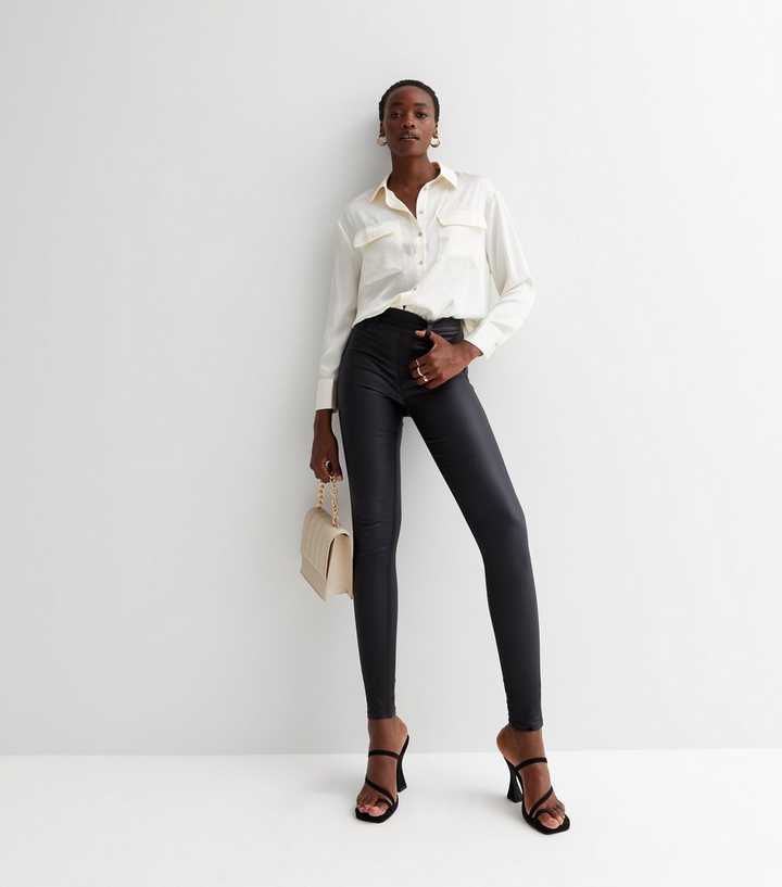 NEW LOOK Tall Black Leather-Look Coated Mid Rise Lift & Shape Emilee  Jeggings New Look for Men