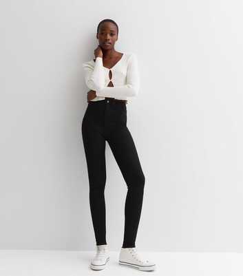 Tall Black High Waist Hallie Super Skinny Jeans