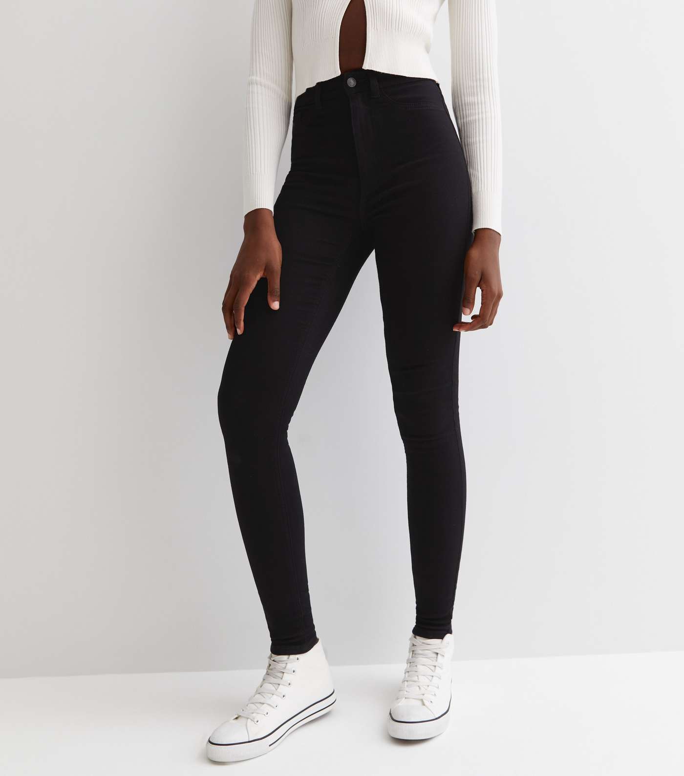 Tall Black High Waist Hallie Super Skinny Jeans Image 2