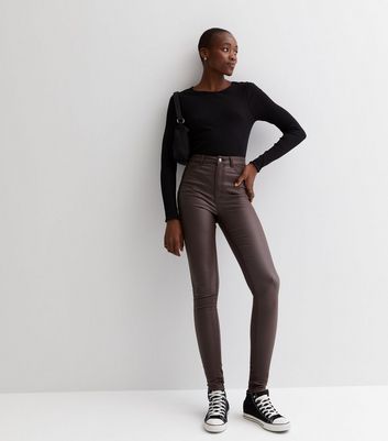 New look leather cheap skinny jeans