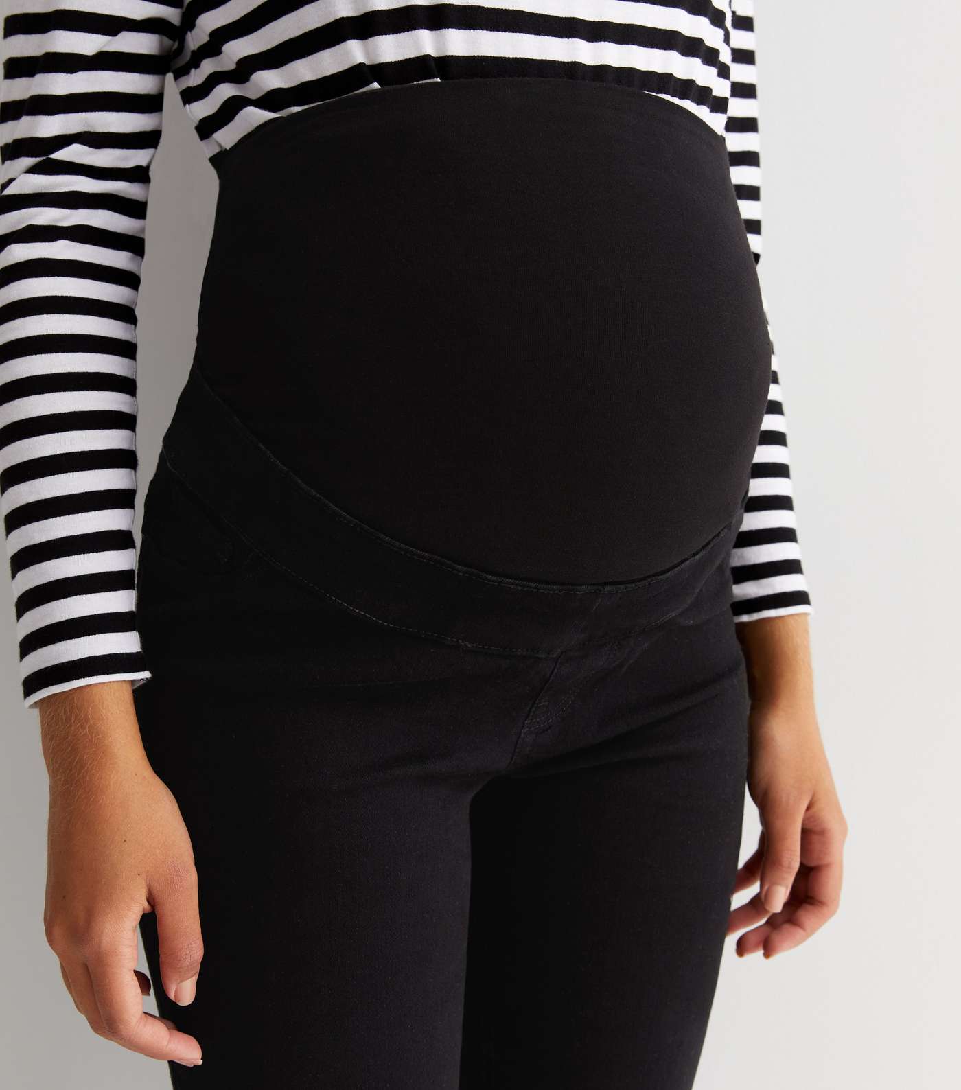 Maternity Black Ripped Over Bump Hallie Skinny Jeans Image 3