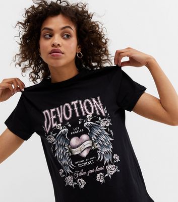 Black Floral Heart Devotion Logo T 