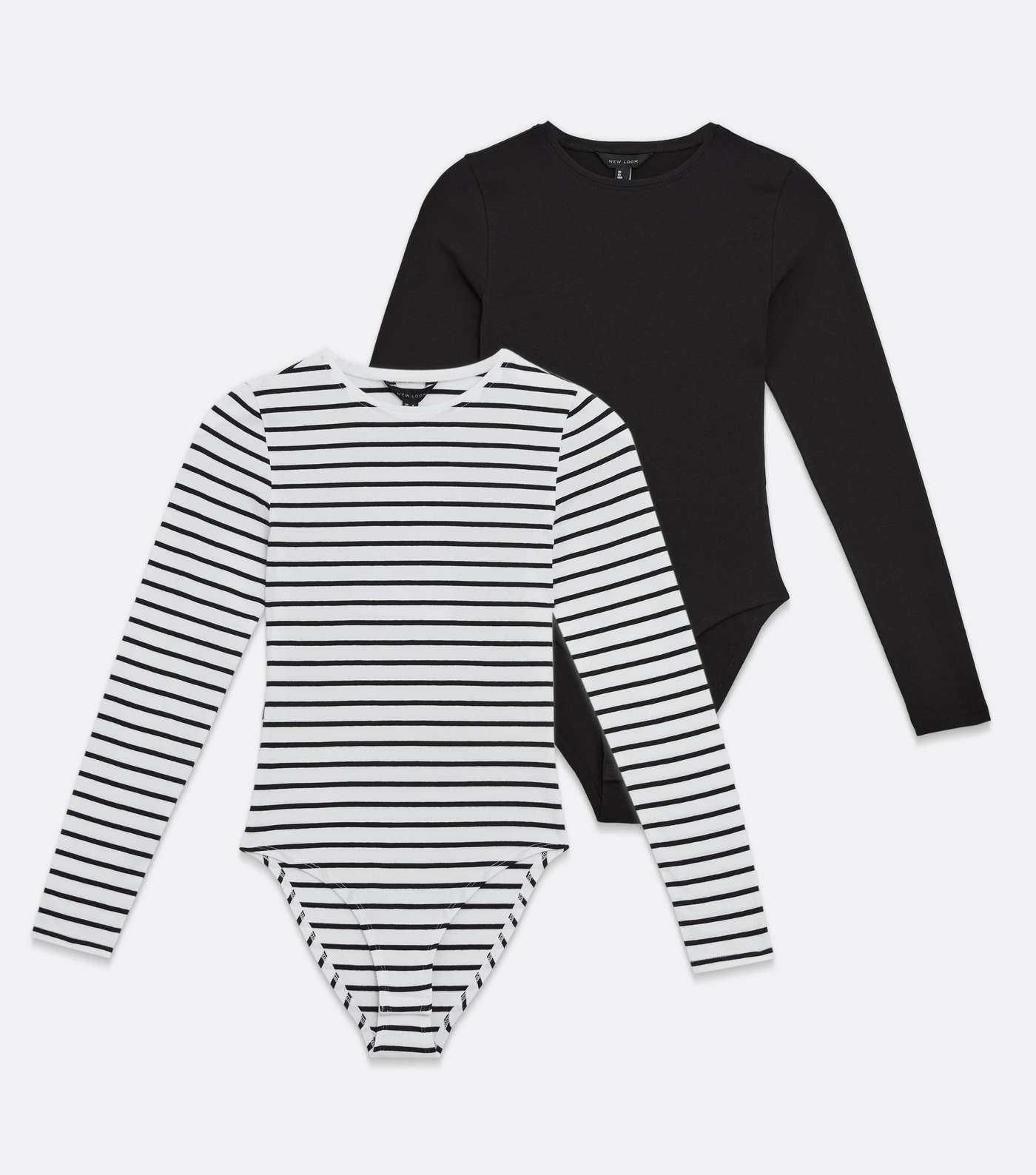 2 Pack Black and White Stripe Crew Neck Long Sleeve Bodysuits Image 5