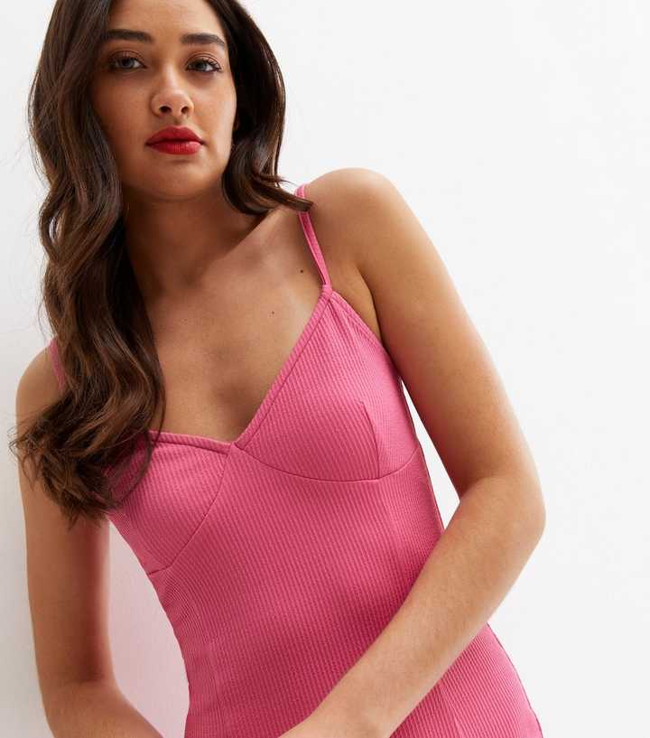 Hot Pink Strappy Cut Out Glove Bodycon Dress