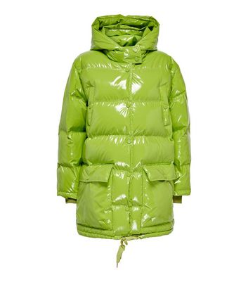 NEON \u0026 NYLON Green Patent Hooded Long 