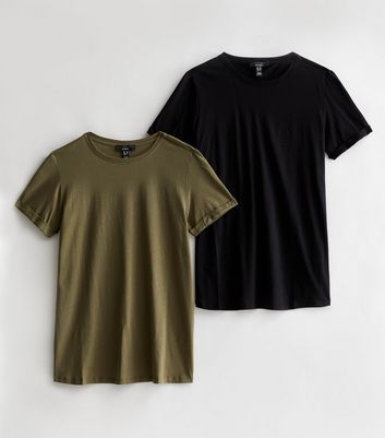 Maternity 2 Pack Black and Khaki Crew Neck T-Shirts New Look