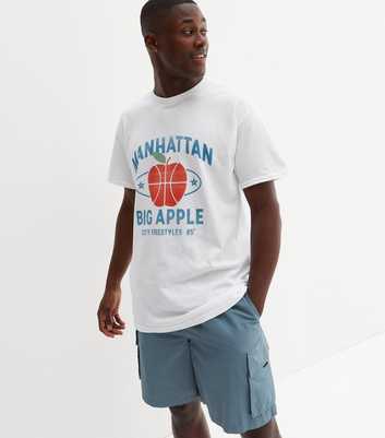 White Manhattan Big Apple Logo T-Shirt