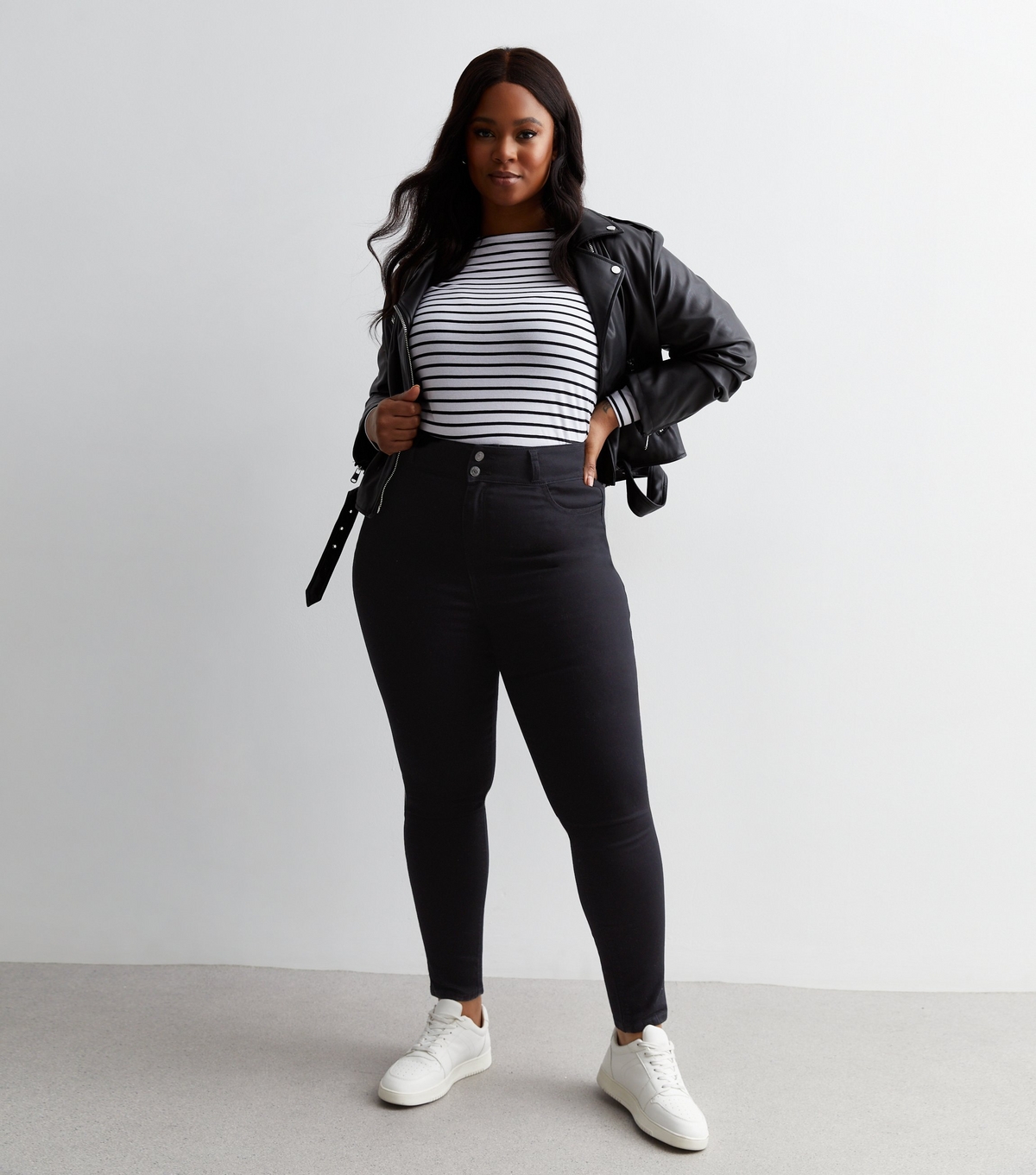 Women's Plus Size Black Lift & Shape High Waist Yazmin Skinny Jeans Curves New Look