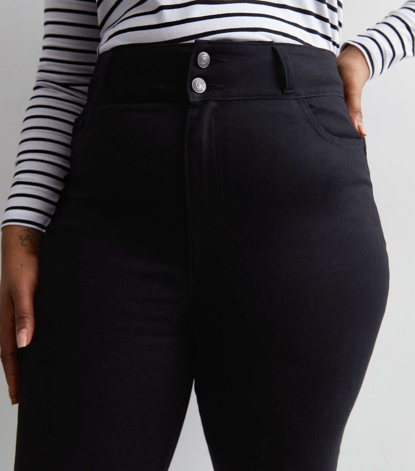 Curves Black Lift & Shape High Waist Yazmin Skinny Jeans Image 2
