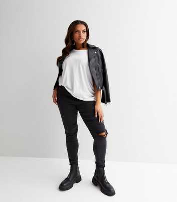 Curves Black Ripped High Waist Hallie Super Skinny Jeans