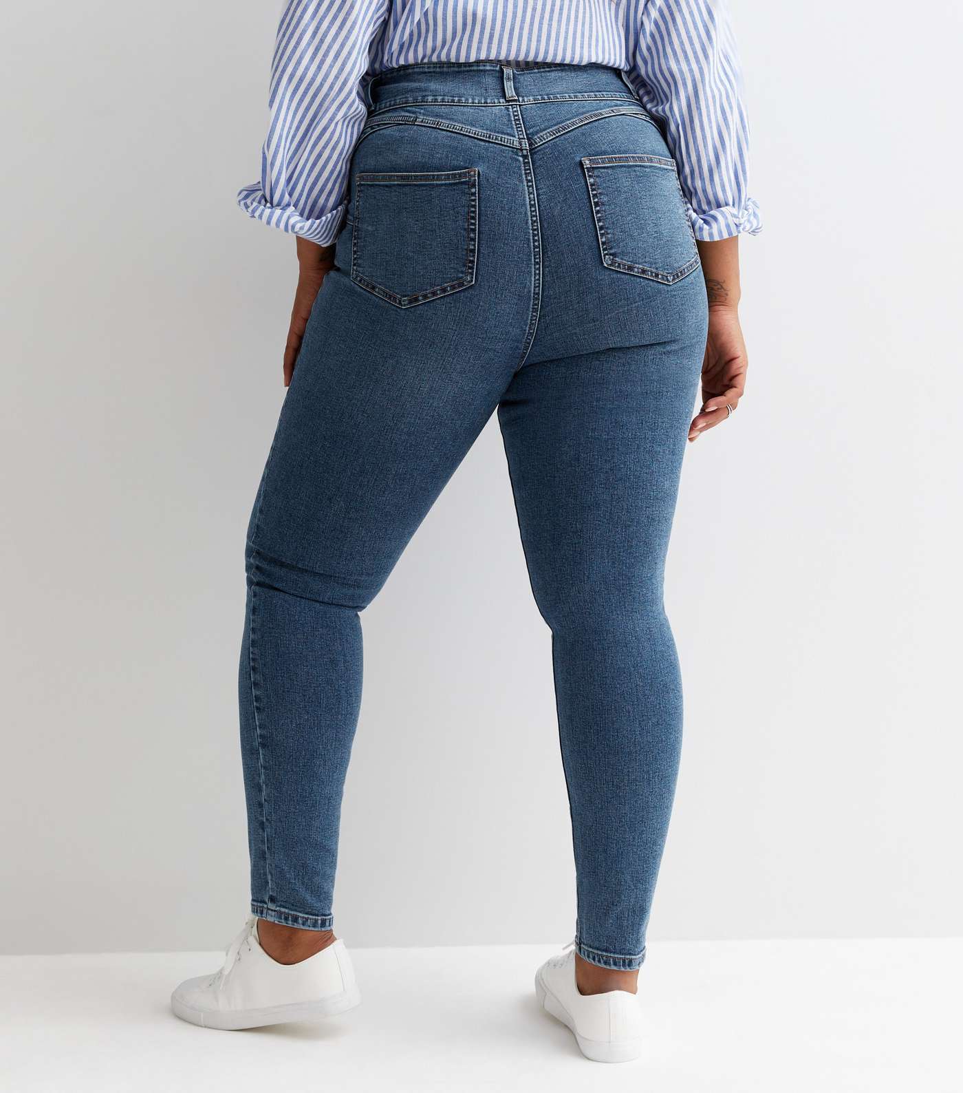 Curves Teal Lift & Shape High Waist Yazmin Skinny Jeans Image 4