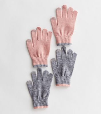 pink and grey gloves