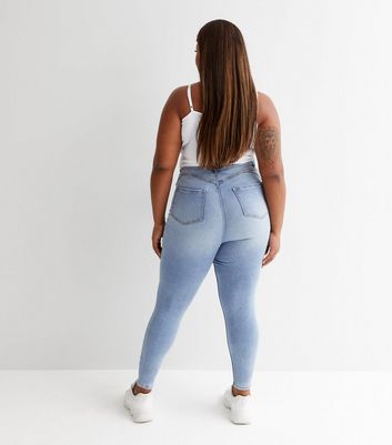 Curves Pale Blue Mid Rise Lift & Shape Emilee Jeggings New Look