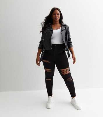 Curves Black Extreme Ripped Lift & Shape Jenna Skinny Jeans