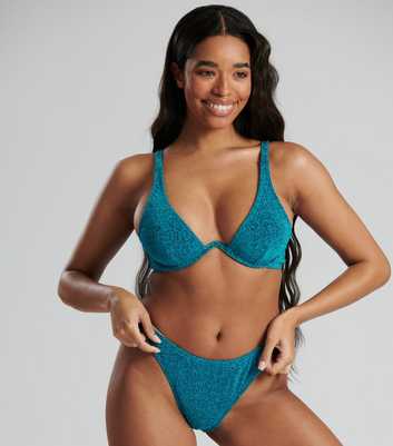 South Beach Bright Blue Glitter Bikini Set