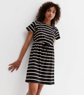 stripe drawstring dress