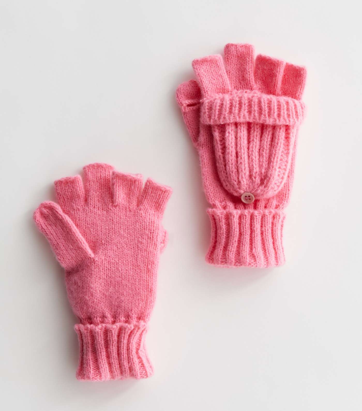 Girls Bright Pink Flip Top Gloves