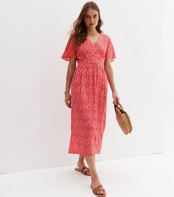 red polka dot dress new look