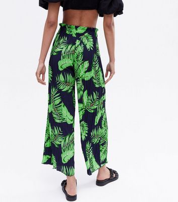 Click to view product details and reviews for Blue Vanilla Black Tropical Pliss&eacute; Trousers New Look.