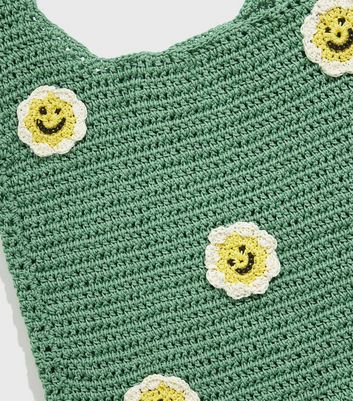 Damen Accessoires Skinnydip Green Daisy Crochet Tote Bag