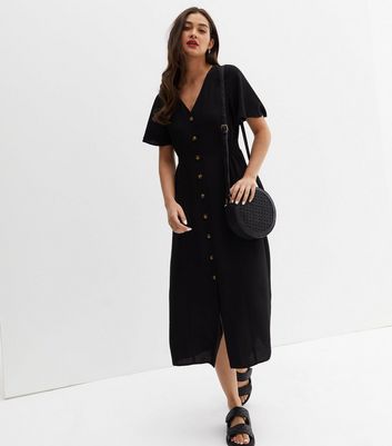 Stradivarius button outlet front midi dress