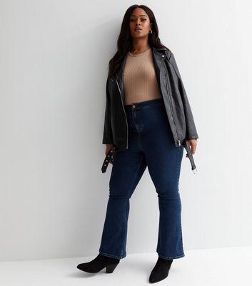 Curves Blue High Waist Flared Brooke Jeans | New Look