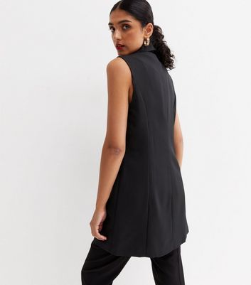 Long sleeveless outlet blazer