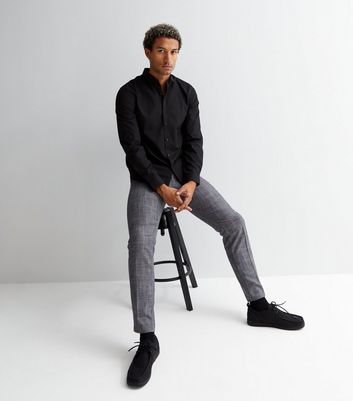 Men's Black Poplin Long Sleeve Shirt New Look
