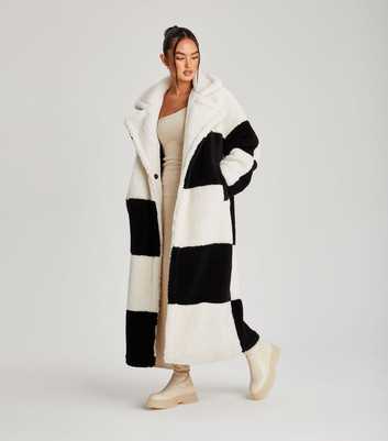 Urban Bliss Black Checkerboard Teddy Long Coat