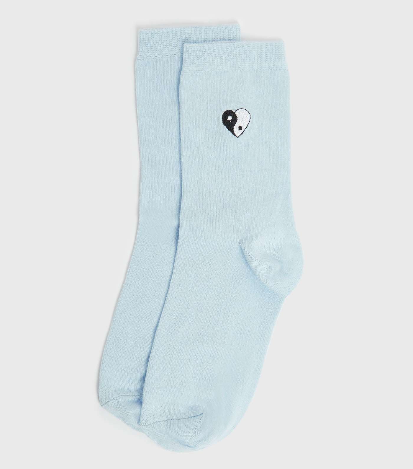 Pale Blue Yin and Yang Embroidered Socks