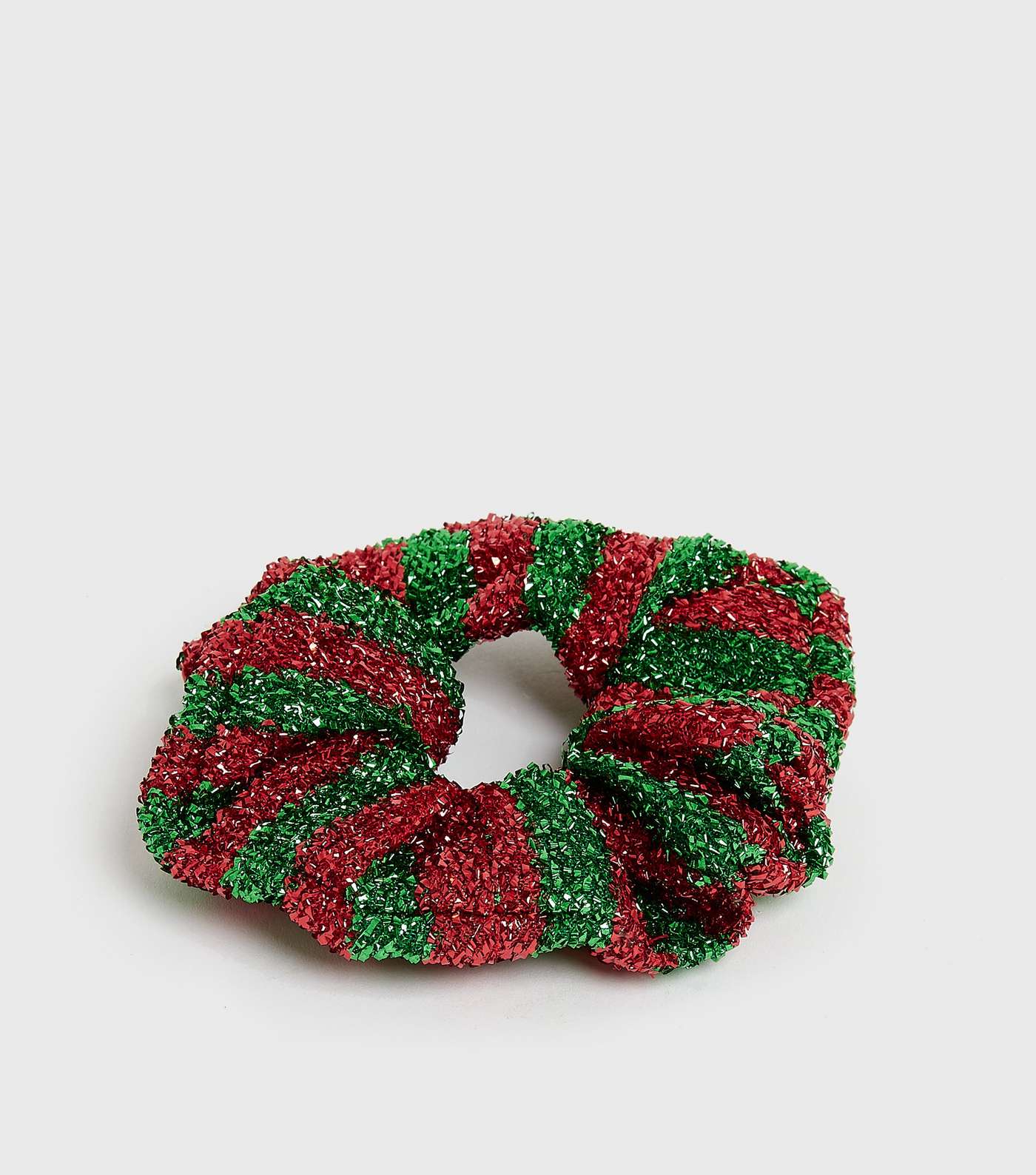 Red and Green Stripe Glitter Christmas Scrunchie Image 2
