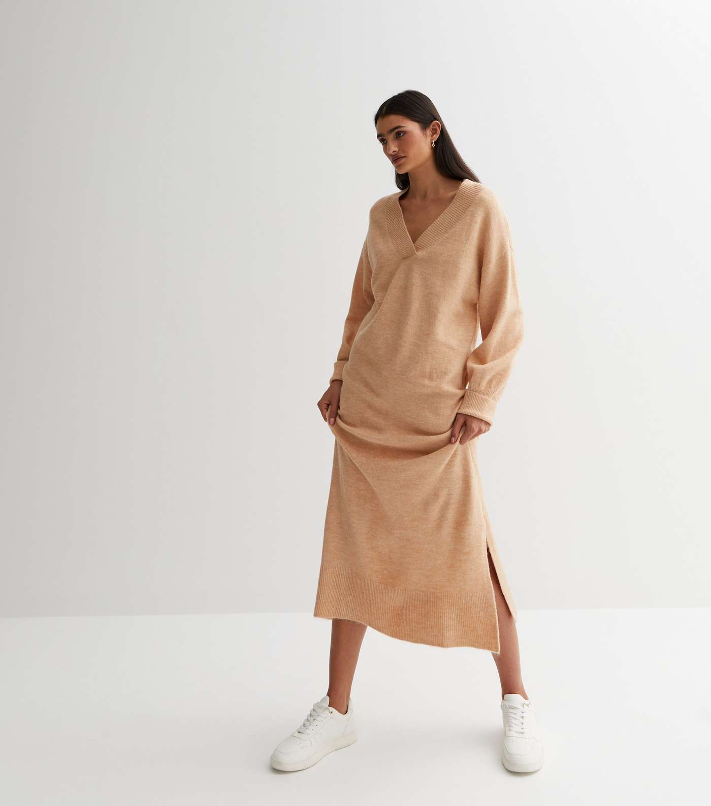 Urban Bliss Camel Relaxed Fit Midi Jumper Dress Image 3