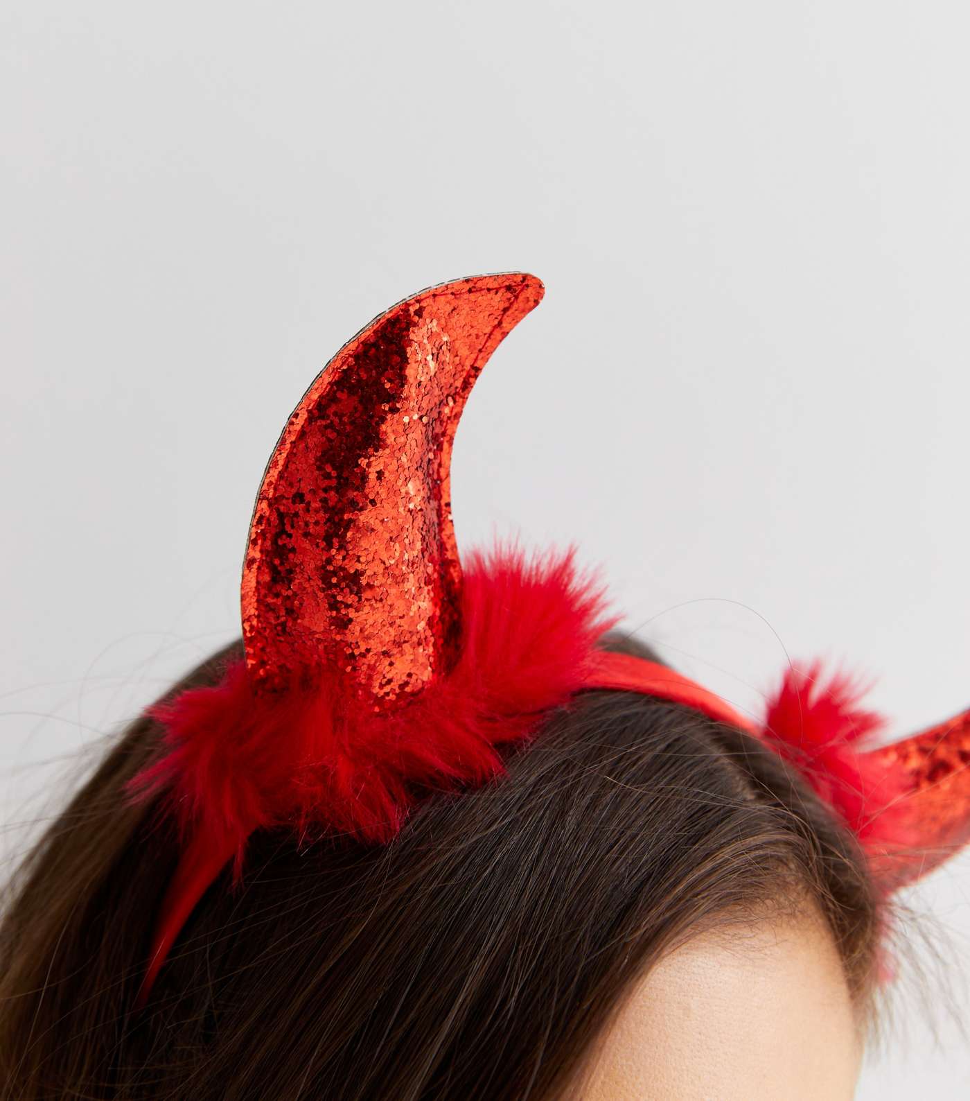 Red Devil Glitter Horns Headband Image 2