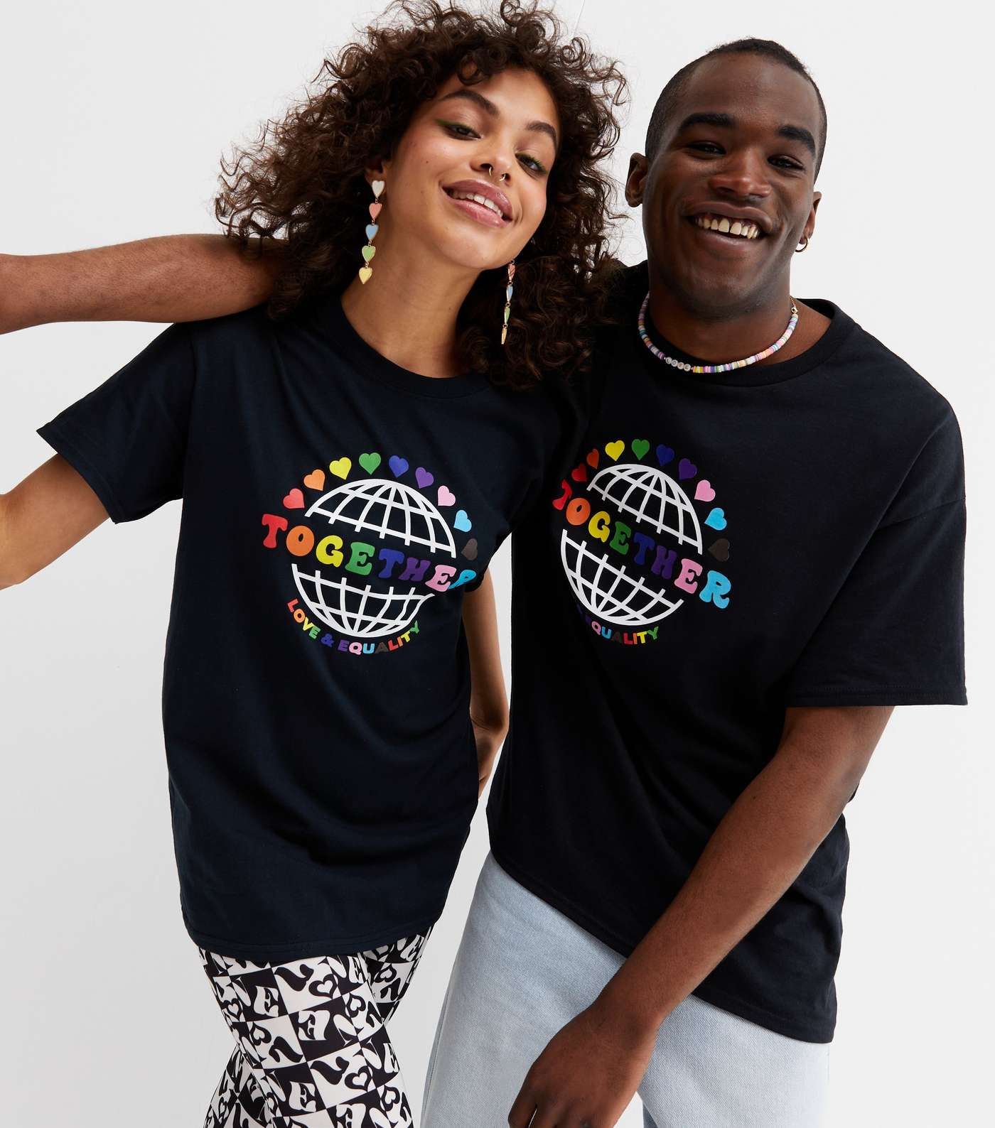 Black Heart World Together Logo Pride Charity T-Shirt