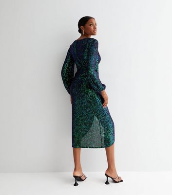 Green sequin hotsell midi dress