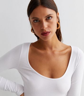 white bodysuit scoop neck