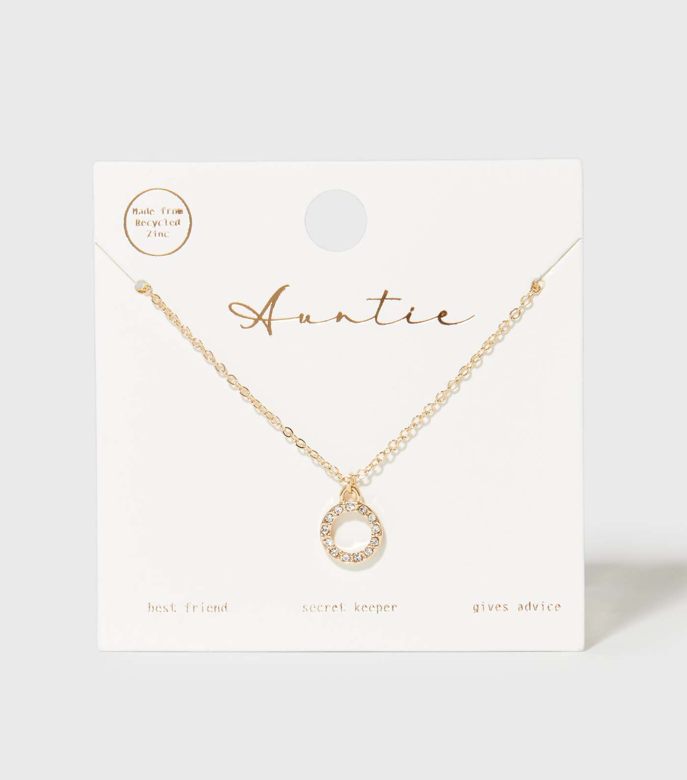 Gold Diamanté Pendant Auntie Gift Necklace