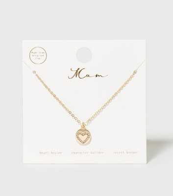 Gold Diamanté Heart Mum Gift Necklace