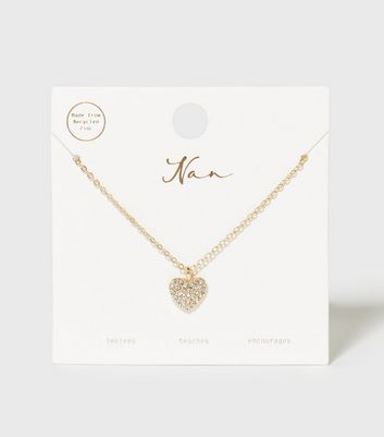 Gold Diamanté Heart Nan Gift Necklace 