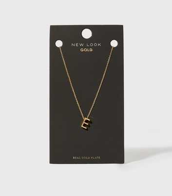 Real Gold Plated E Initial Pendant Necklace