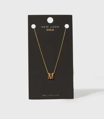 Real Gold Plated M Initial Pendant Necklace