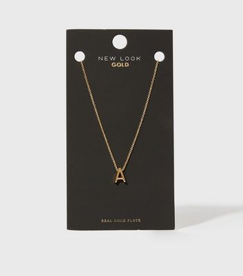 Real Gold Plated A Initial Pendant Necklace