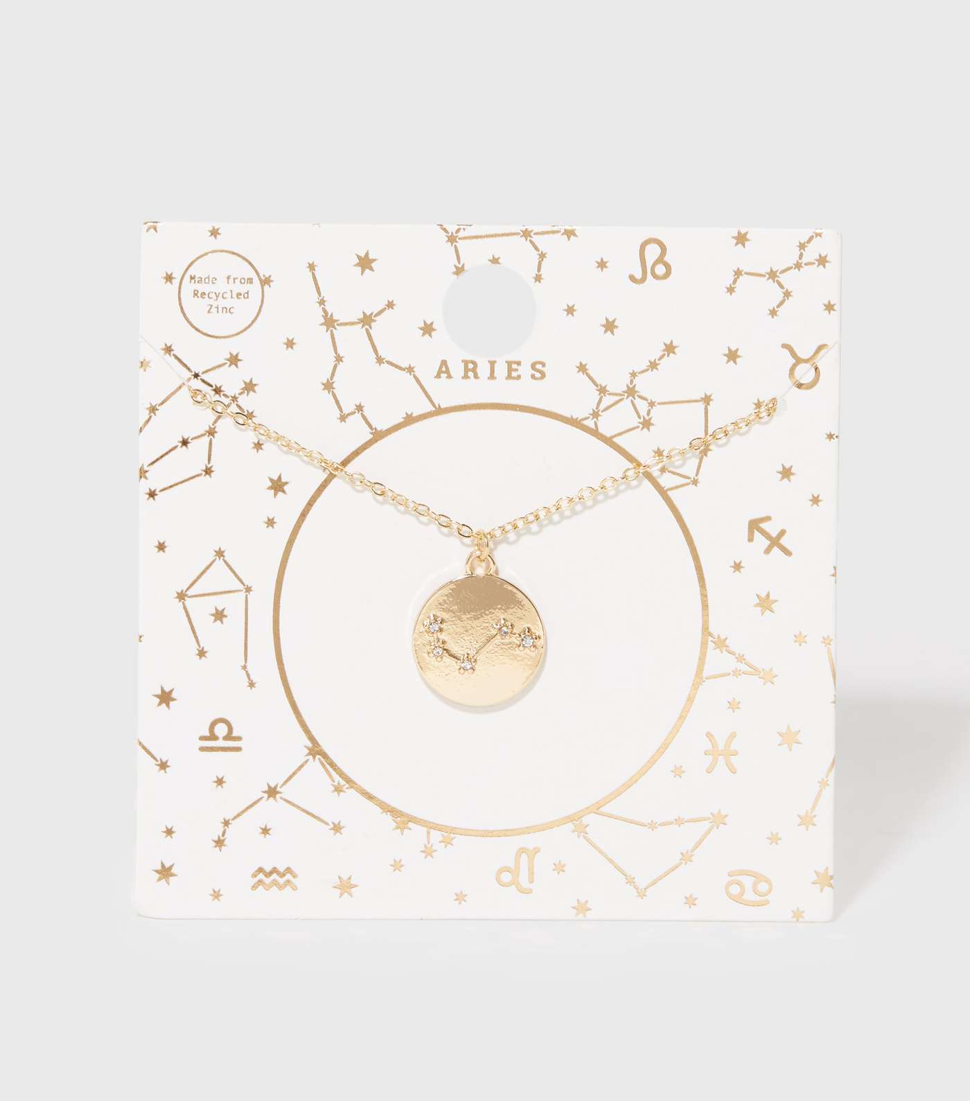 Gold Aries Star Sign Diamanté Pendant Necklace